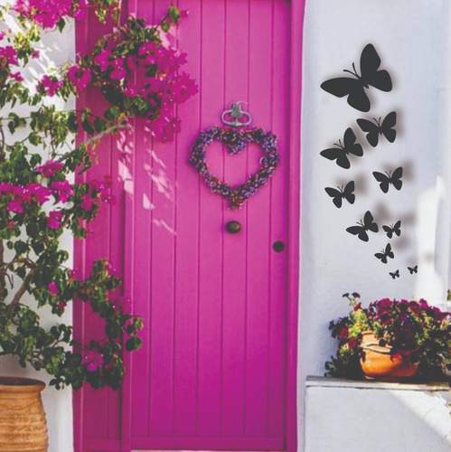 Set 10 Mariposas Para Pegar Decorar La Habitación Living Cas Para Exterior Color Negro