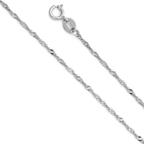 Collar De Cadena De Oro Blanco 14k 1mm 22 Con Cierre De Res