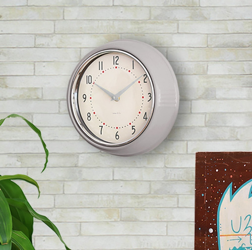 Imagen 2 de 4 de Reloj De Pared Gris Retro Marco Metal
