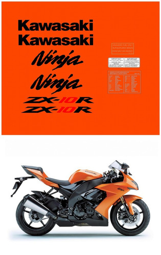 Kit Adesivos Moto Kawasaki Ninja Zx10r 2009 Laranja Ca-00801