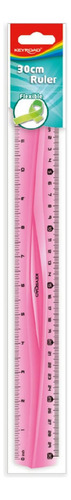 Regla Plástica 30cm Flexible Rosado