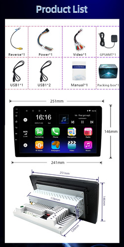 Imagen 11 de 11 de 10 Pulgadas Autoestéreo Android 10 Wifi Gps 1 Din Cámara