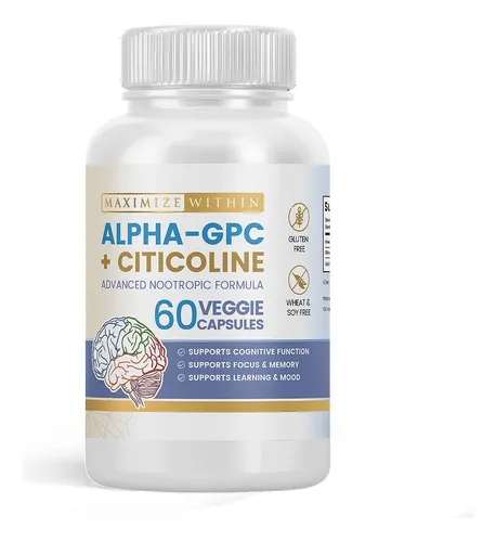 Alpha Gpc + Citicoline 60 Cap, Frmula Concentrada De 1600 Mg