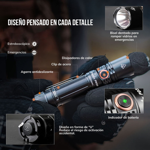 Linterna Táctica Pd35 V3 Negra Fénix