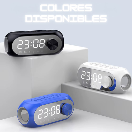 Parlante S8 Bluetooth Con Reloj Despertador Luz Led