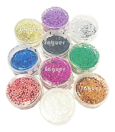 Set 10 Glitter Cola De Sirena Hexagonal Para Decoración Uñas