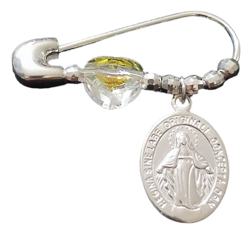 Medalla Prendedor Virgen Milagrosa Para Bebe Plata 925 + Ca