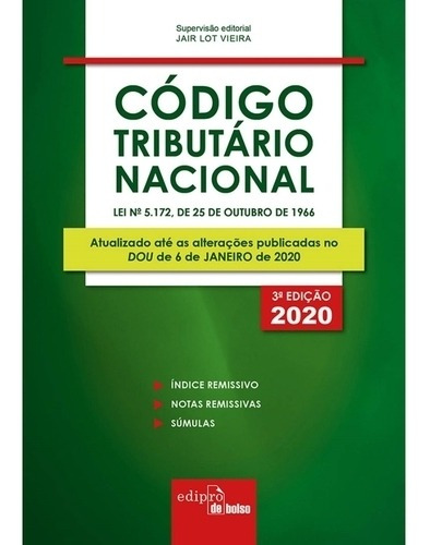 Livro Código Tributário Nacional 2020