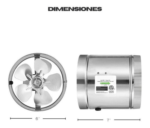 Imagen 2 de 4 de Extractor Industrial De Aire Metalico En Linea 8''