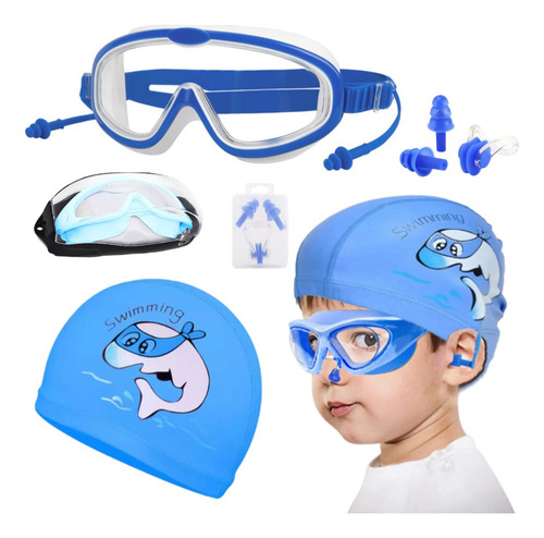 Gafas De Natación Para Niños, Juegos De Gafas 5 En 1 Kit Color Azul