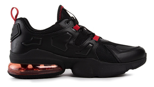Imagen 3 de 6 de Tenis Deportivo Karosso Mediasuela De Aire Negro Rojo M-503
