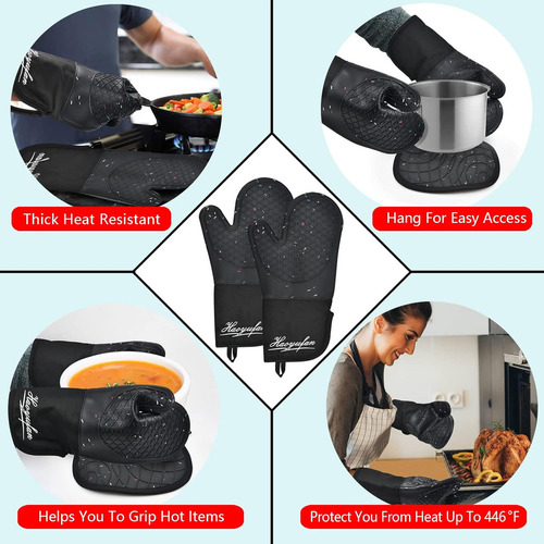 Set De Guantes De Horno De Silicona Y Sujeta Ollas, Gua...