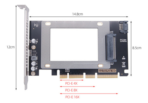 W Placa Adaptadora Pci-e 16x Para U.2 Pci-e X16 Para Porta