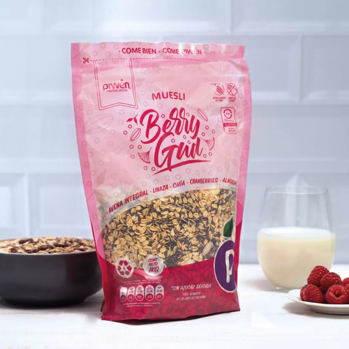 Piwén Muesli Berry Gud 1kg Granola S/azúcar, Cereal De Avena