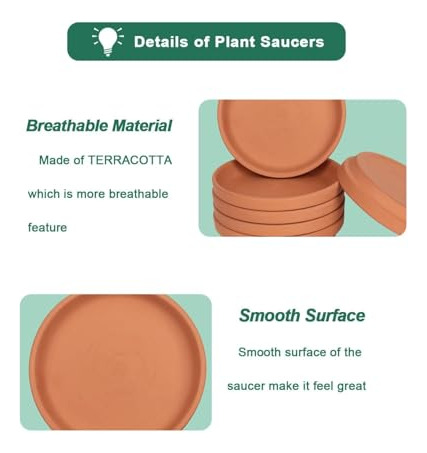 Plato Para Maceta De Terracota De 8 Pulgadas De Vensovo, 4
