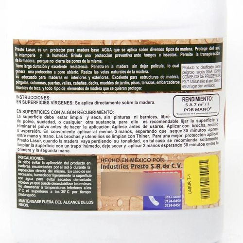 Presto 1 Pz Protector Lasur Mad. Trans. Deck/mad. Teka 1lt