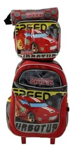 Kit Mochila Com Lancheira  E Estojo Speed Car - Wincy