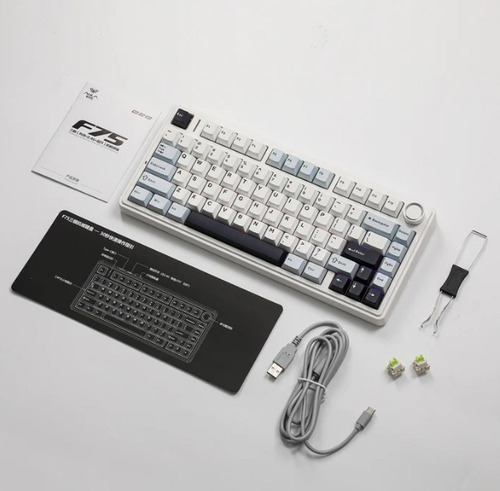 Teclado Mecânico Epomaker X Aula F75 Sem Fio Cor Azul Us Azul Inglês Us