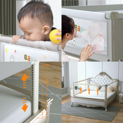 Barandal Cama Seguridad Protector Ajustable Para Bebe Y Niño Color Gris 2m paquete De Una Pieza