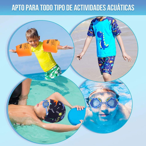 10pz Traje Baño Dinosaurio Niños Con Gafas Y Gorro Natación