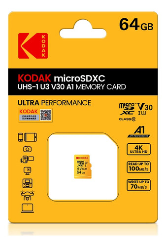 Cartão de memória Kodak EKMSD64GXC10K  Premium Performance 64GB