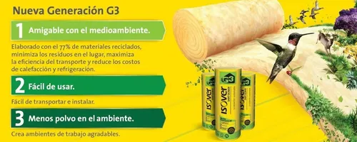 Aislación Lana De Vidrio 7cm Sin Aluminio Isover G3