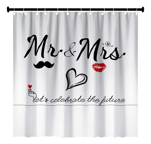 V Cortina De Ducha Mr Mrs Para Parejas Amantes, Boda, Baño