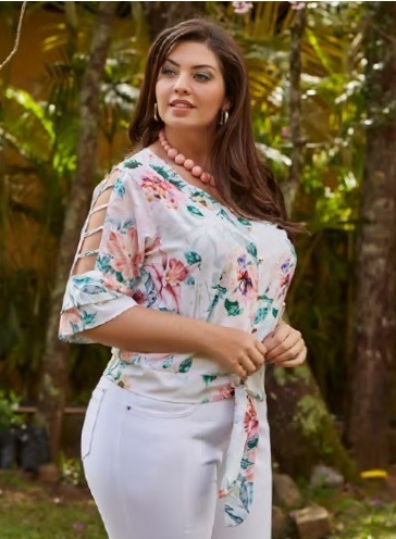 camisa de seda estampada feminina