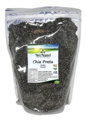 Semente De Chia Preta Hispânica 500g Wenutri