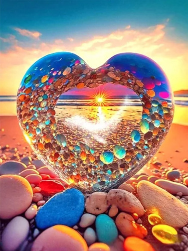 Pintura Com Diamantes - Diy 5d Strass - Praia 2 - 30x40 Cm