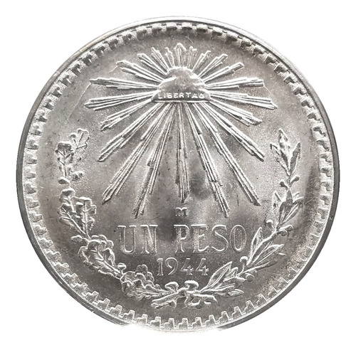 Moneda Plata Ley 0.720 Un 1 Peso 1944 Sin Circular