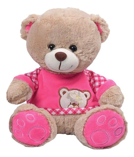 Oso De Peluche Con Remera Bordado Rosa Super Suave Importado