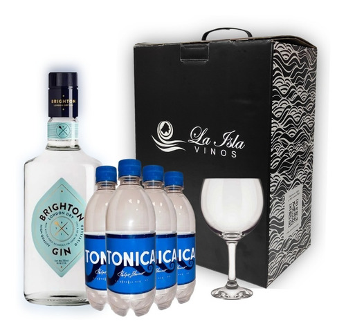 Gin Brighton + Copa + 4 Tónicas Pulpo Blanco + Box Regalo