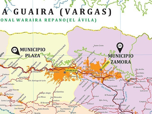 Mapa Político Del Estado Miranda Venezuela Tamaño Gigante