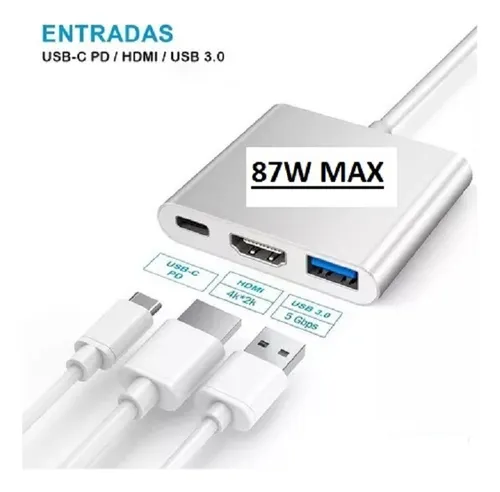 Adaptador Windows Mac Hub Usb-c A Hdmi Usb 3.0 Usb C 3 En 1