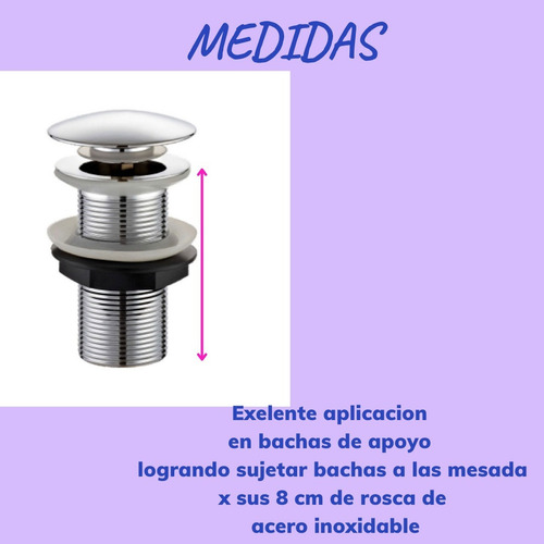 Imagen 3 de 10 de Sopapa Desague 40 1-1/4 Click Clack Lavatorio Bidet Comp Fv