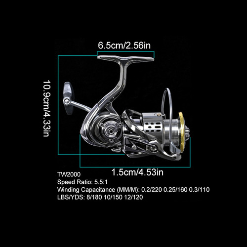 Carrete Giratorio De Metal De La Serie Tw Shallow Line Cup,