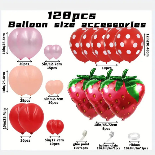 Juego De Arco De Globos De Feliz Cumpleaños Fiesta De Fresa