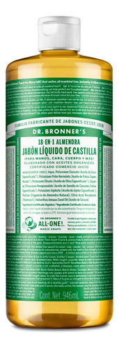 Jabón De Castilla Organico Dr Brooner´s Almendra 946 Ml