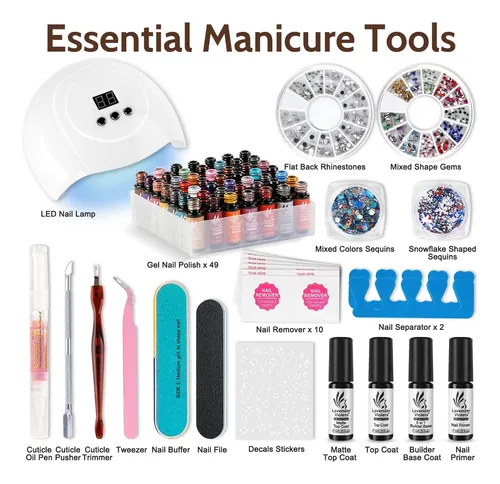 Kit Esmaltes Semipermanente 73 Piezas Con Lampara Uñas 54w