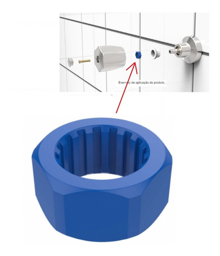 Bucha Adaptadora Sextavada / Externa Estria Interna Deca 16d Cor Azul