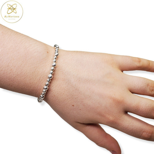 Imagen 3 de 6 de Pulsera Plata Bolitas 4 Y 5 Mm
