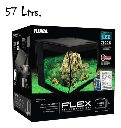 Kit Acuario Fluval Flex Led Concavo 3 Tamaños 34/57/123 Ltrs
