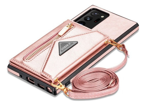 A Funda De Teléfono Con Cremallera Y Cordón For Samsung