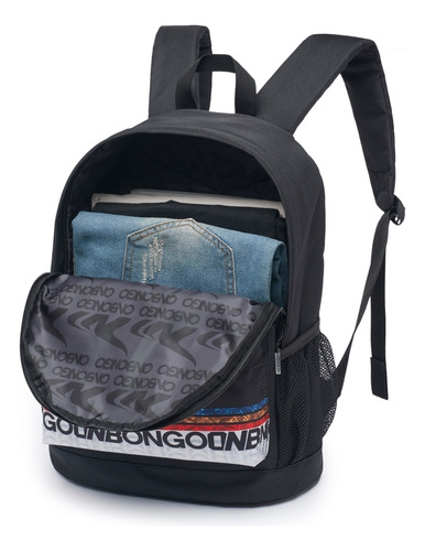 Mochila Reforçada Escolar Faculdade Cor Preto Desenho Do Tecido Lisa