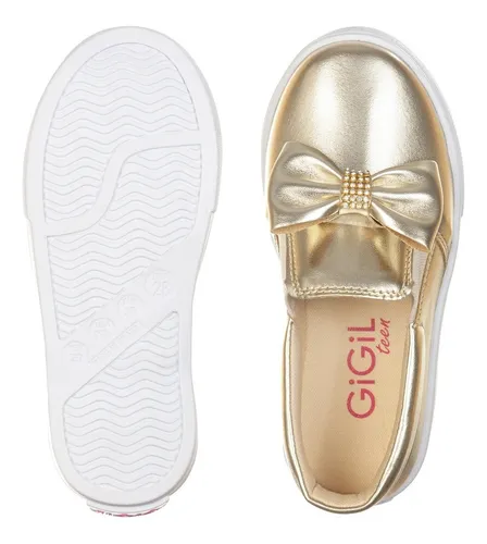 Tenis Feminino Infantil Calce Facil Slip on La o Strass Leve