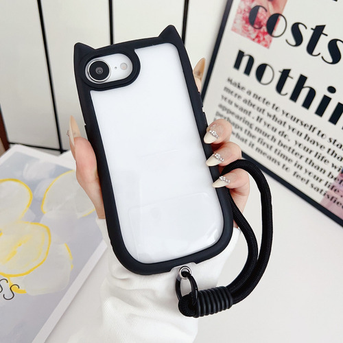 Funda De Acrílico Transparente Transparente Con Orejas De Gato Aptas Para Teléfono Apple 16e 16promax, Corta, A Prueba De Golpes