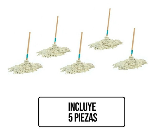 Kit Limpieza 5pzs Escoba + Trapeador Mechudo + Jerga 25 Mts