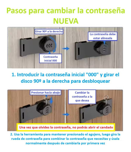 Cerradura De Combinación Sin Llave Bloqueo Puerta Cajon Negro