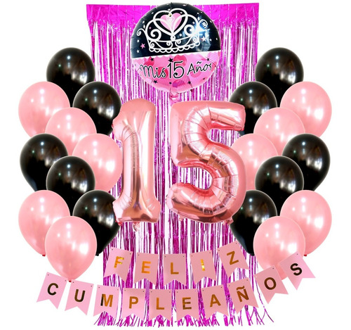 Combo Kit Globos Deco Fiesta Mis 15 N°4 